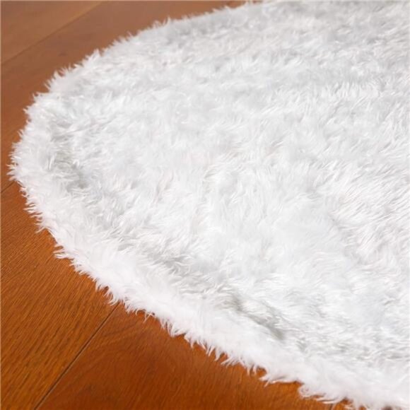 36" Faux Fur Christmas Tree Skirt - White Holiday Decor for 6ft Tree - Picture 3 of 5